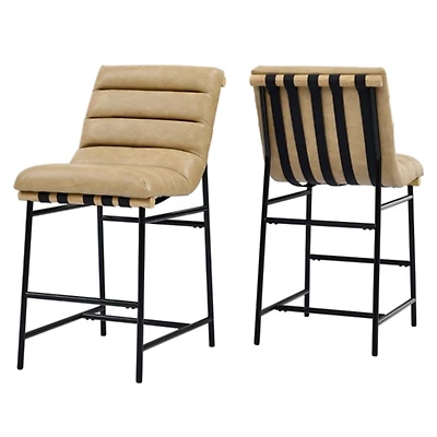 Nicco Sand Faux Leather Counter Stools, Set of 2