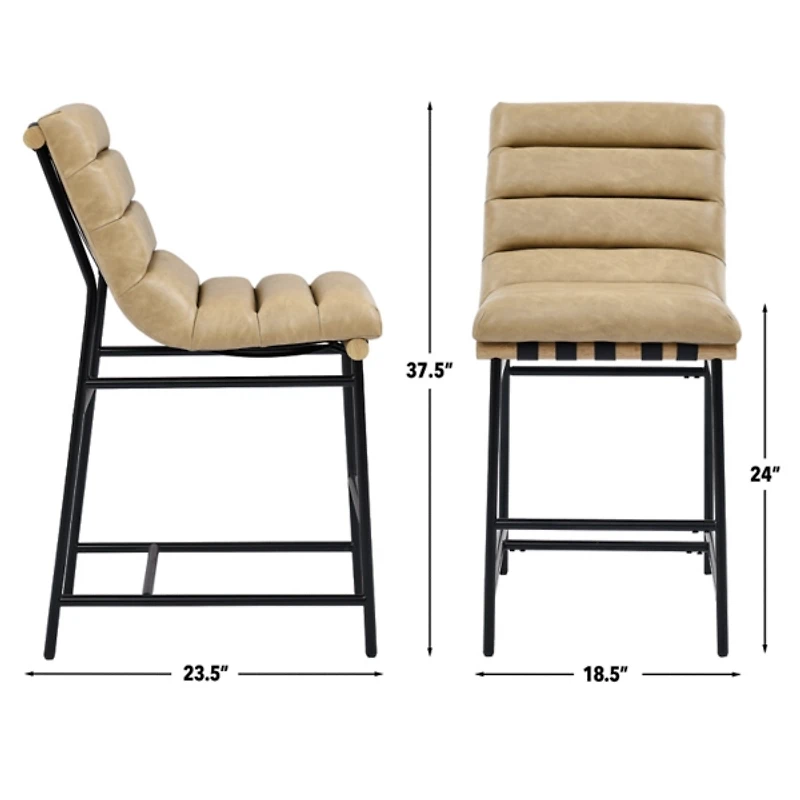 Nicco Sand Faux Leather Counter Stools, Set of 2