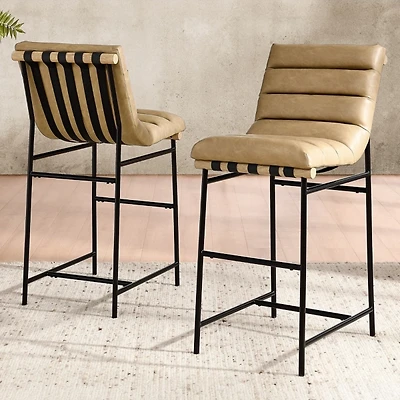 Nicco Sand Faux Leather Bar Stools, Set of 2