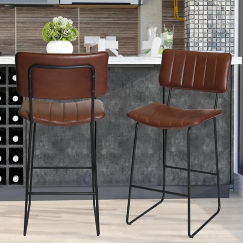Brown Faux Leather Tribeca Bar Stool