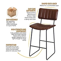 Brown Faux Leather Tribeca Bar Stool