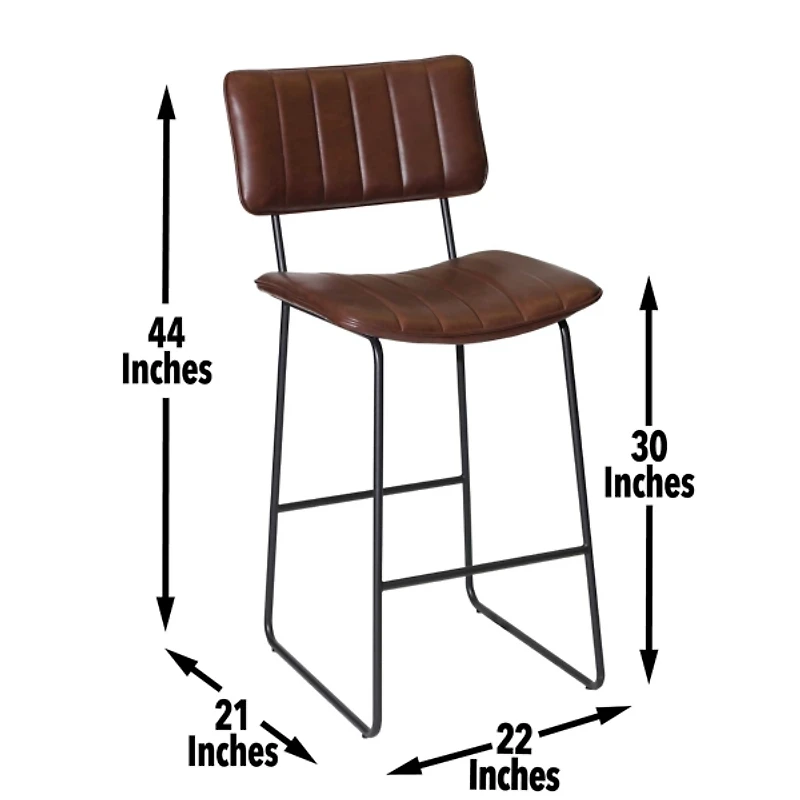 Brown Faux Leather Tribeca Bar Stool