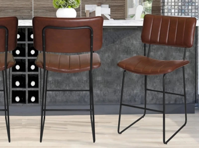 Brown Faux Leather Tribeca Counter Stool
