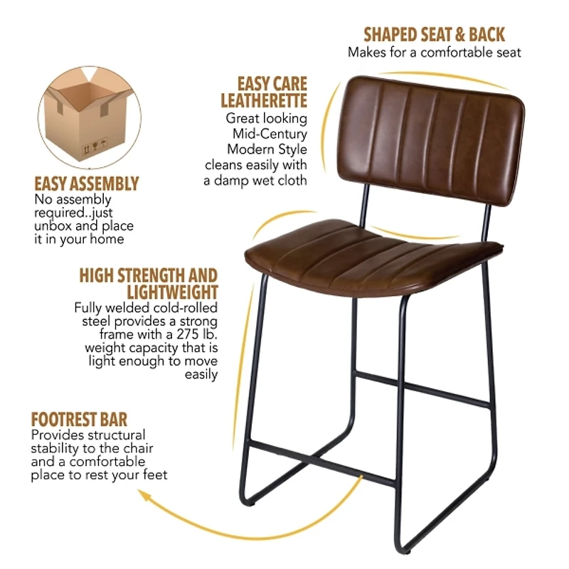 Brown Faux Leather Tribeca Counter Stool