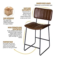 Brown Faux Leather Tribeca Counter Stool