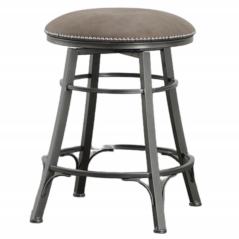 Gray Faux Leather Bali Swivel Counter Stool