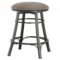 Gray Faux Leather Bali Swivel Counter Stool