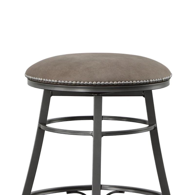 Gray Faux Leather Bali Swivel Counter Stool