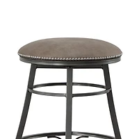 Gray Faux Leather Bali Swivel Counter Stool