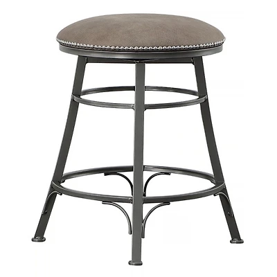 Gray Faux Leather Bali Swivel Counter Stool