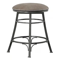 Gray Faux Leather Bali Swivel Counter Stool