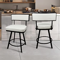 White Faux Leather Zenon Swivel Counter Stool