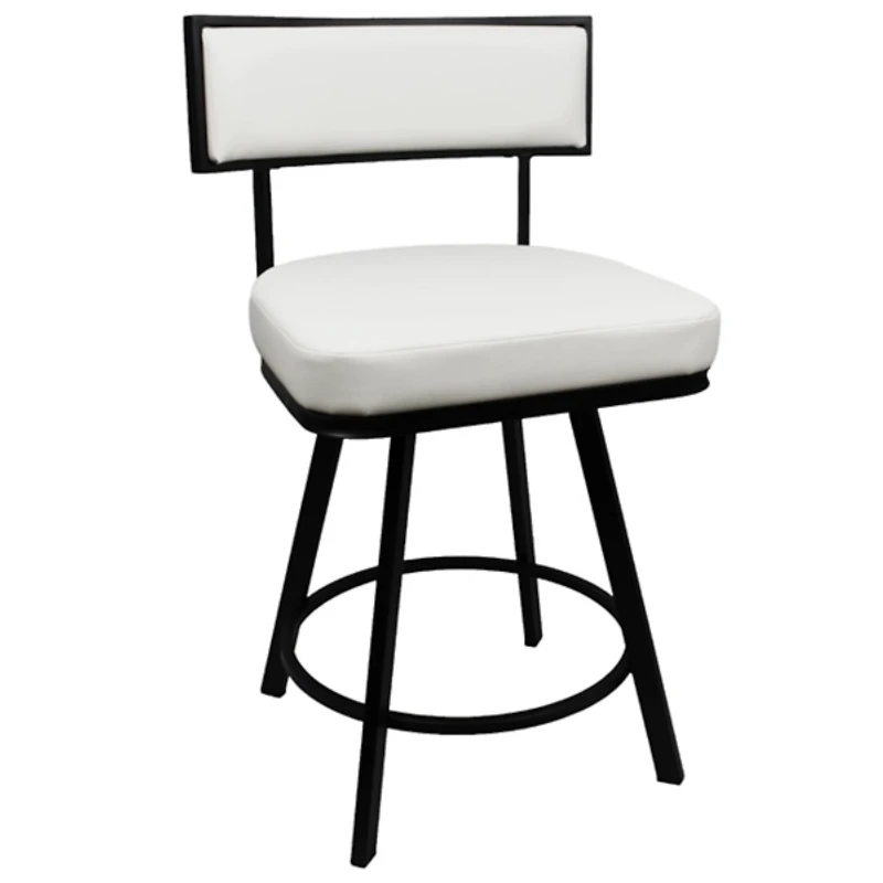 White Faux Leather Zenon Swivel Counter Stool