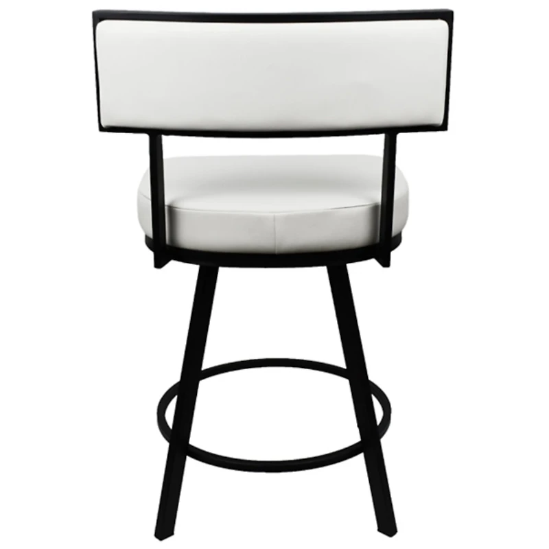 White Faux Leather Zenon Swivel Counter Stool