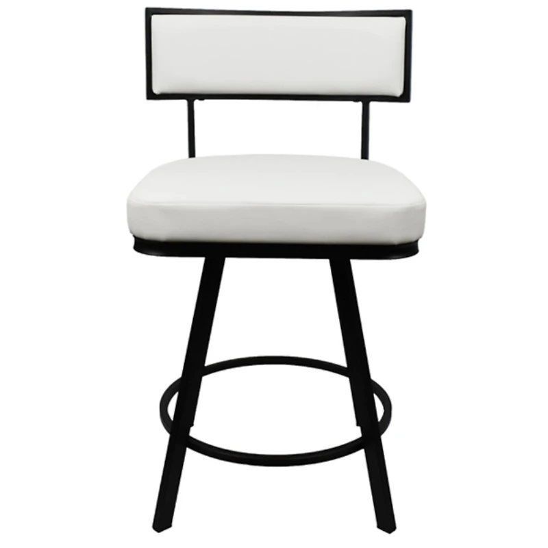 White Faux Leather Zenon Swivel Counter Stool