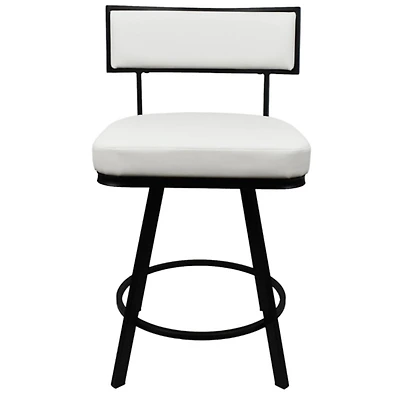 White Faux Leather Zenon Swivel Counter Stool