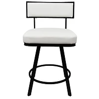 White Faux Leather Zenon Swivel Counter Stool