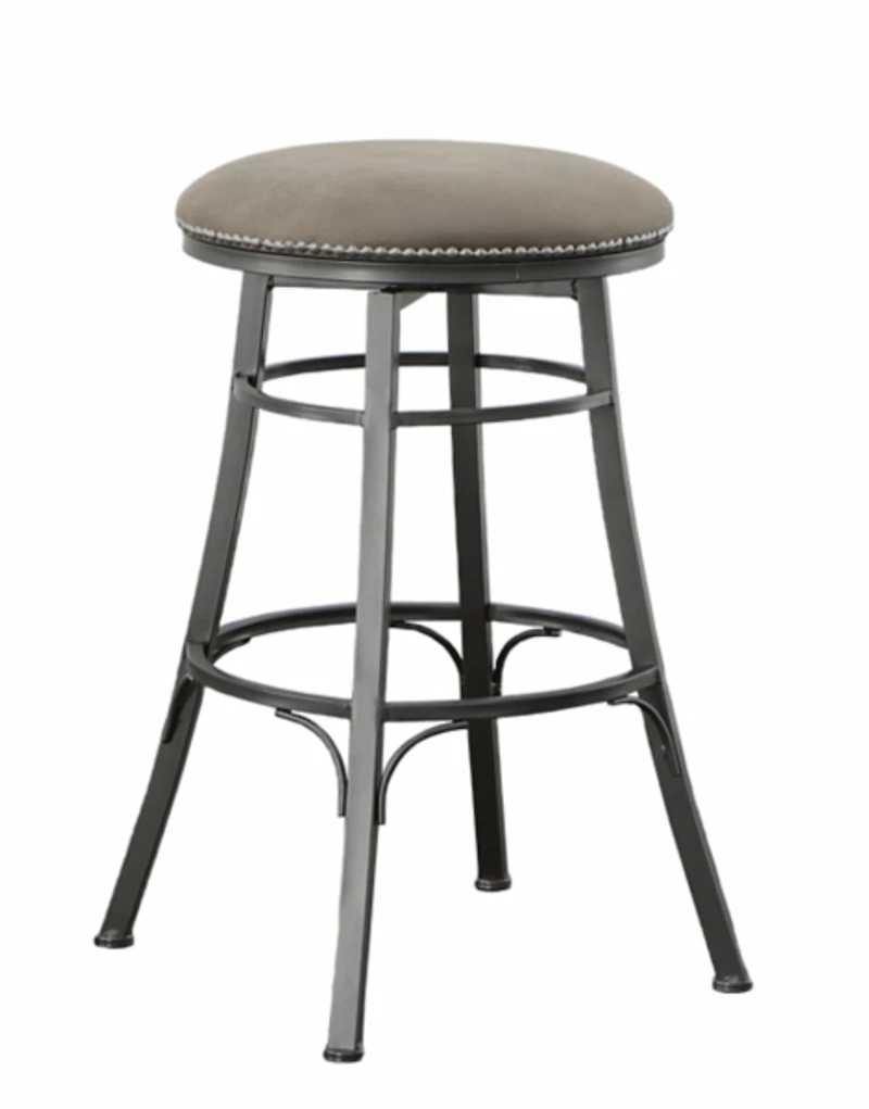 Gray Faux Leather Bali Swivel Bar Stool