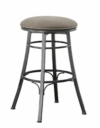 Gray Faux Leather Bali Swivel Bar Stool