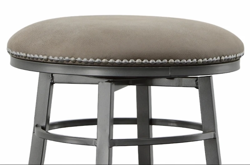 Gray Faux Leather Bali Swivel Bar Stool