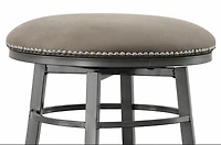 Gray Faux Leather Bali Swivel Bar Stool