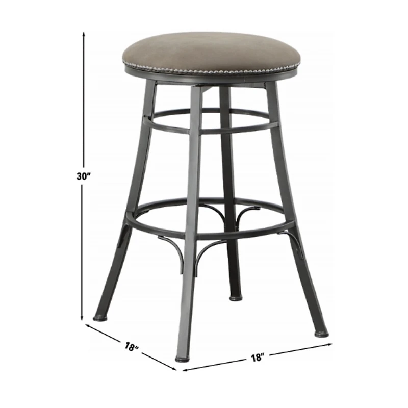 Gray Faux Leather Bali Swivel Bar Stool