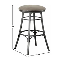 Gray Faux Leather Bali Swivel Bar Stool