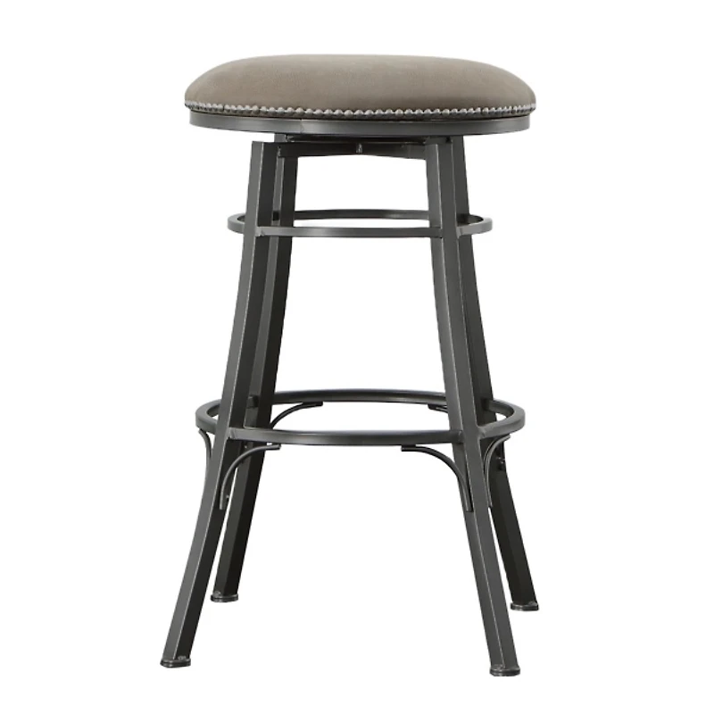 Gray Faux Leather Bali Swivel Bar Stool
