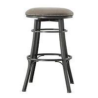 Gray Faux Leather Bali Swivel Bar Stool