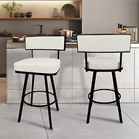 White Faux Leather Zenon Swivel Bar Stool
