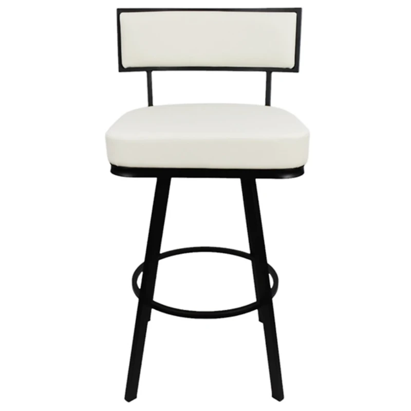 White Faux Leather Zenon Swivel Bar Stool