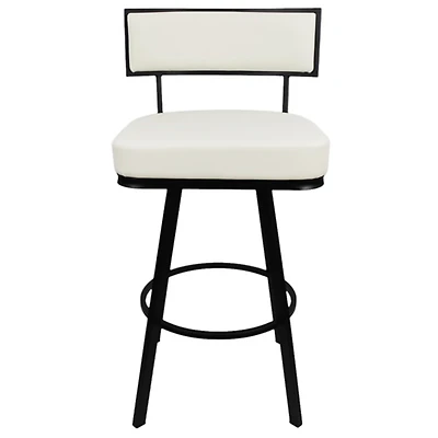 White Faux Leather Zenon Swivel Bar Stool