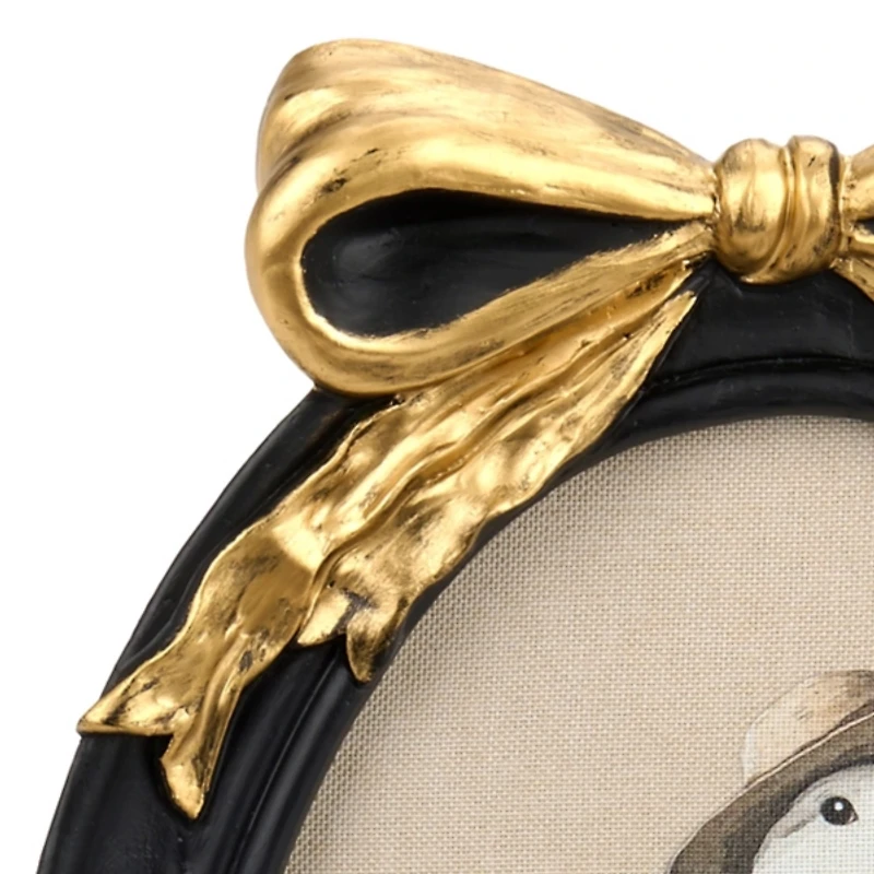 Silly Goose Bow Oval Framed Art Print