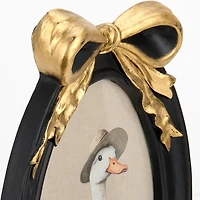 Silly Goose Bow Oval Framed Art Print