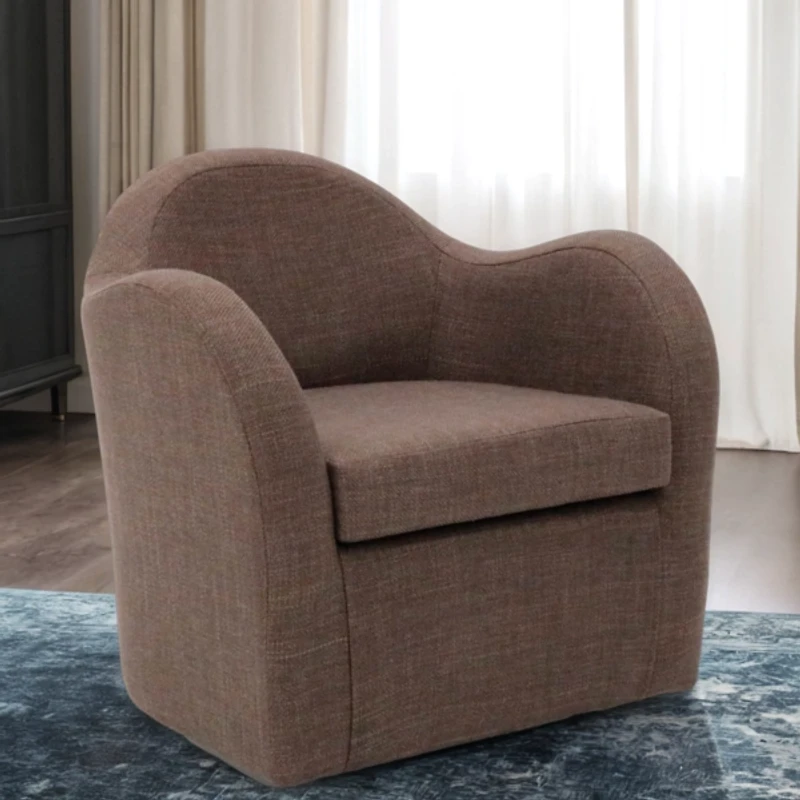 Brown Swivel Club Accent Chair