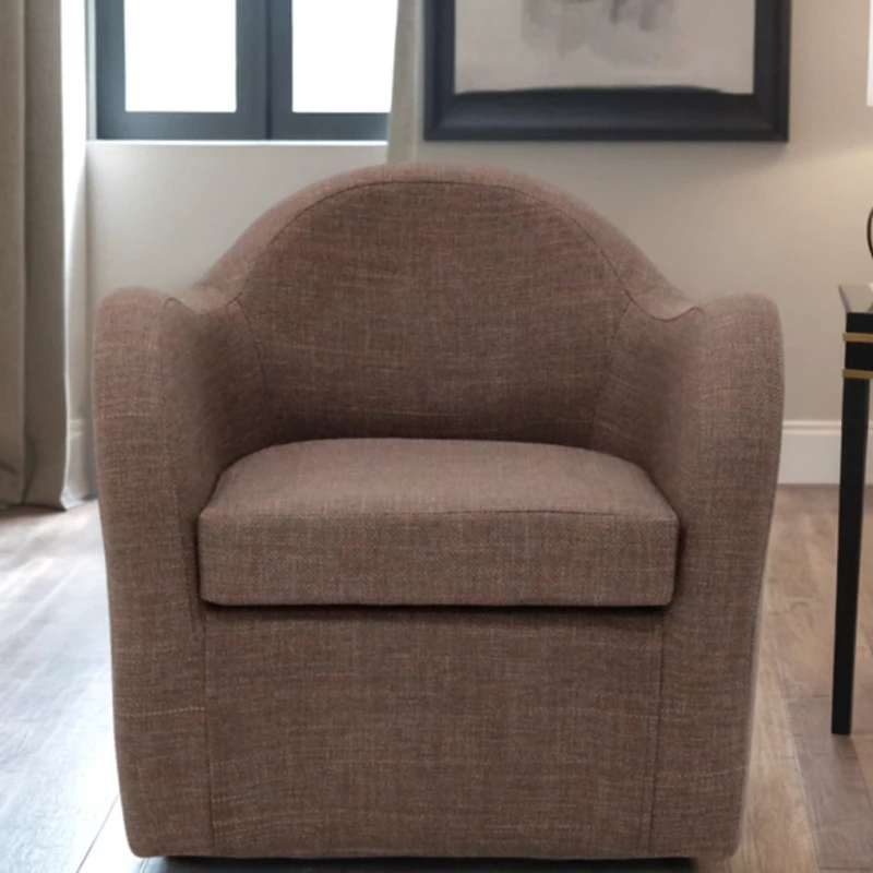 Brown Swivel Club Accent Chair