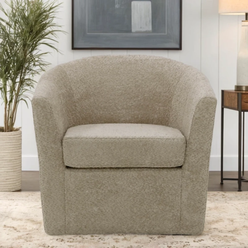 Oatmeal Upholstered Swivel Accent Chair