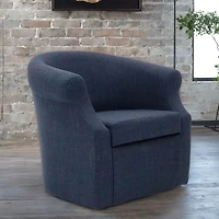 Navy Upholstered Nikole Swivel Accent Chair