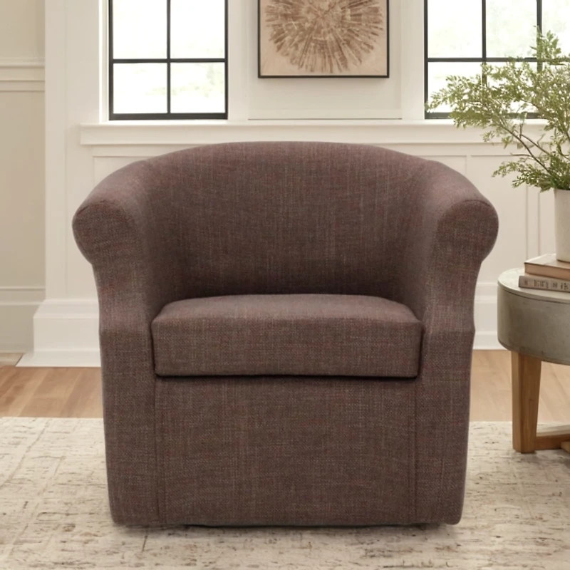 Brown Upholstered Nikole Swivel Accent Chair