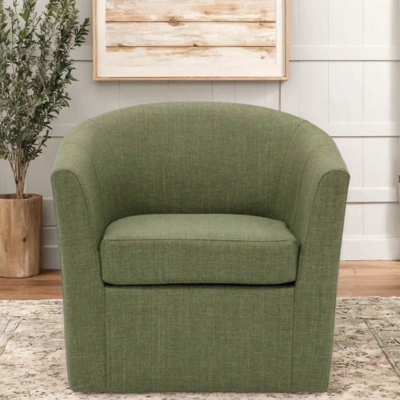 Green Upholstered Swivel Accent Chair