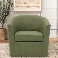 Green Upholstered Swivel Accent Chair