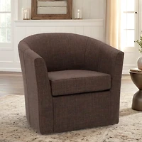 Truffle Brown Upholstered Swivel Accent Chair