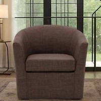 Truffle Brown Upholstered Swivel Accent Chair
