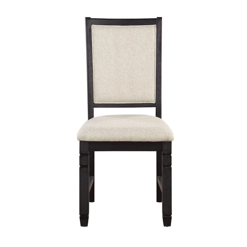 Antique Black Wood Upholstered Dining Chair