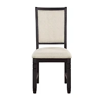 Antique Black Wood Upholstered Dining Chair