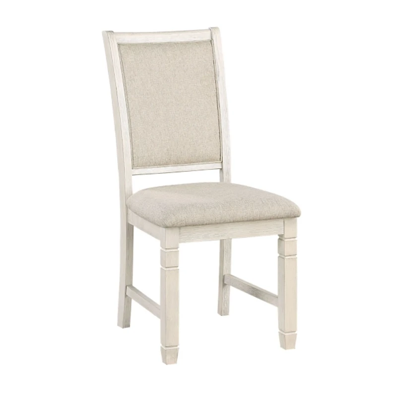 Antique White Wood Upholstered Dining Chair