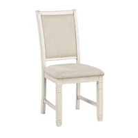 Antique White Wood Upholstered Dining Chair