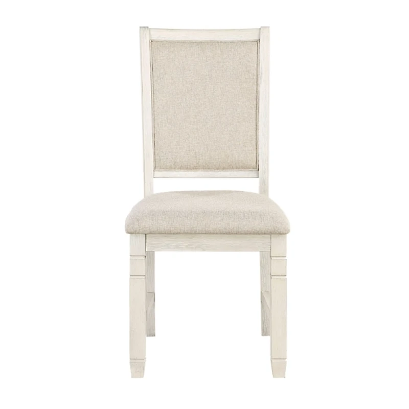 Antique White Wood Upholstered Dining Chair