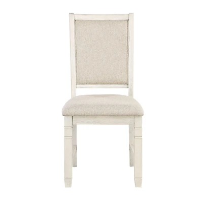Antique White Wood Upholstered Dining Chair
