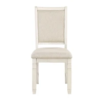 Antique White Wood Upholstered Dining Chair